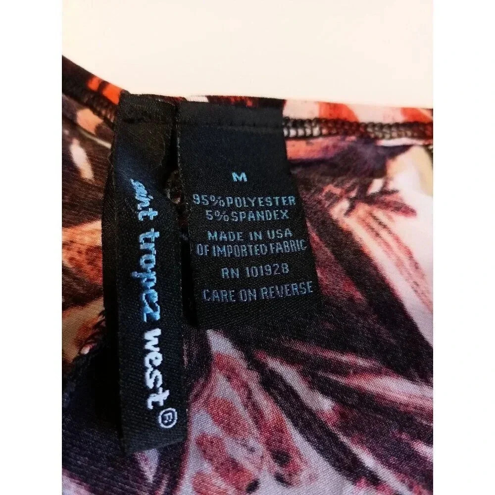 Saint Tropez West size M Blouse Orange and Black Floral - Picture 11 of 12